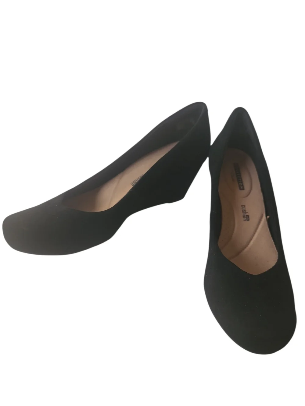 Clarks Flores Tulip Clarks Collection Black Suede Wedge OrthoLite Heel Size 9